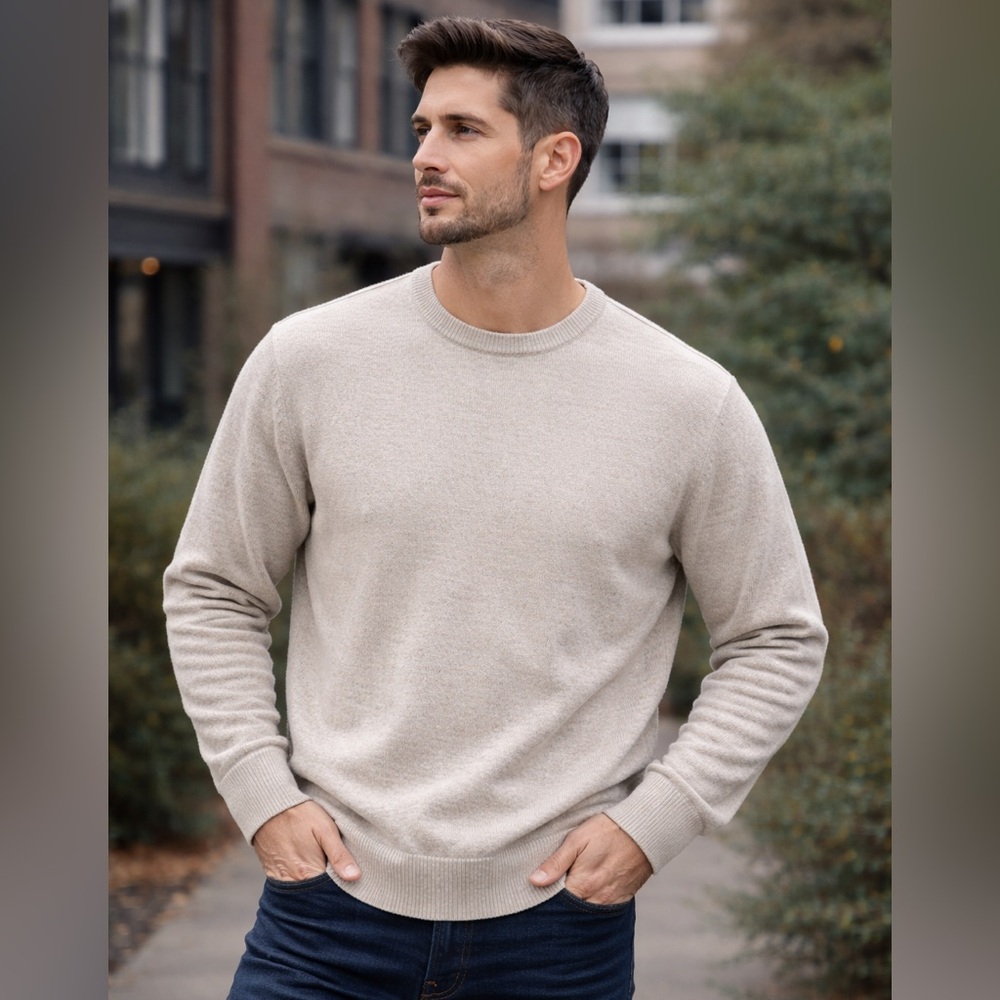 Mode of One Men’s Knit Crewneck Sweater long sleeve size XXL Dark Ecru‎ beige